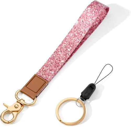 Vista 26 de Cordón de muñeca para llaves, lindo cordón de correa de muñeca, soportes para llavero, llavero de pulsera, correas de muñeca para llaves Flor negra