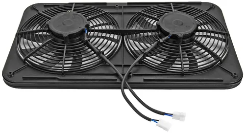 Vista 3 de JEGS Conjunto de ventilador eléctrico dual, ventiladores duales de 12 pulgadas de diámetro, perfil bajo, diseño silencioso de hoja en S, flujo