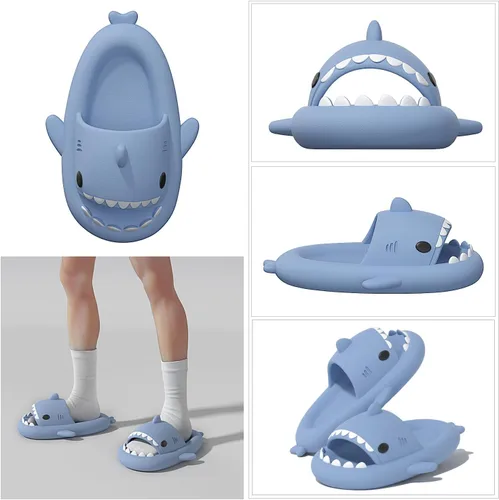 Vista 2 de XPKWS Sandalias de tiburón para mujeres y hombres, unisex, pantuflas de nube para adultos, sandalias de playa con suela gruesa