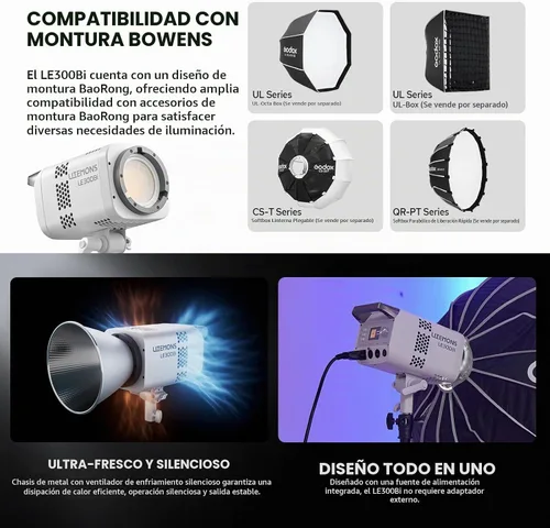 Vista 6 de Godox Litemons LE300Bi - Luz de video LED bicolor de 300 W con ventilador