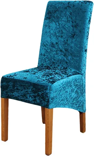 Vista 18 de Fundas para silla de terciopelo triturado, fundas protectoras elásticas y extraíbles para sillas XL, para comedor, ceremonia, banquete, boda Negro