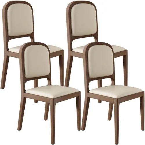Vista 10 de YVYKFZD Sillas de comedor de madera maciza, juego de sillas de cocina sin brazos, silla de comedor tapizada de cuero, silla de sala de estar