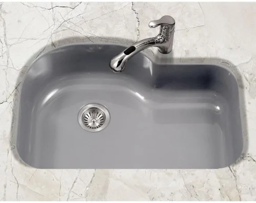 Vista 2 de Houzer Porcela - Fregadero de cocina de acero esmaltado de porcelana pizarra: fregadero de 31 pulgadas, duradero y versátil, esencial para el hogar