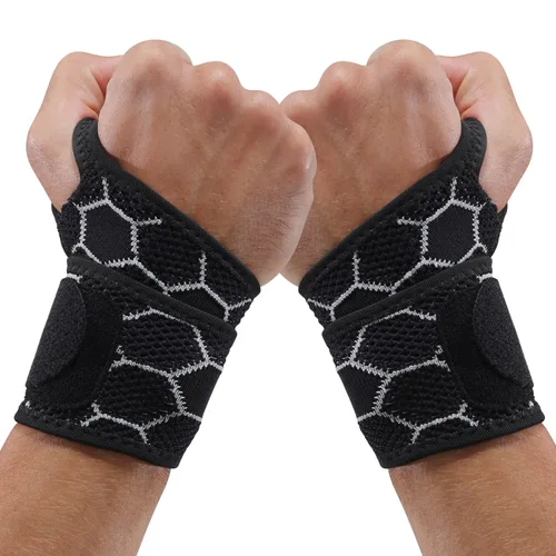 Vista 7 de Muñequera deportiva delgada, muñequera para alivio del túnel carpiano, soporte de muñeca de compresión sin neopreno para entrenamiento, muñequeras