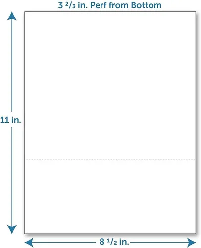 Vista 2 de Papel perforado, 3 2/3 pulgadas desde la parte inferior, horizontal sobre blanco, papel de copia tamaño carta 20# (resma de 500)
