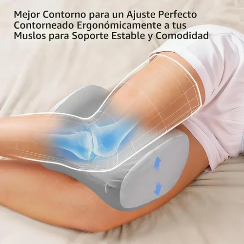 Vista 4 de YFONG Almohada de rodilla para dormir de lado, almohada de espuma viscoelástica, color gris