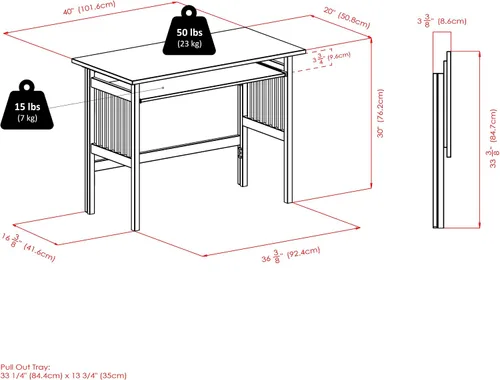 Vista 3 de Escritorio plegable para computadora, madera de haya