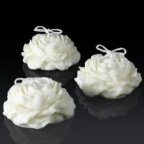 Vista 9 de Roowest - 3 velas con forma de flor de rosa, hechas a mano, color rosa Vela estética en forma de rosa, decorativa para decoración de yoga, spa
