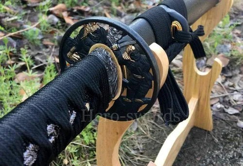 Vista 5 de Espada de espiga completa hecha a mano de 41 pulgadas, katana japonesa de espiga completa forjada a mano, espada samurái de combate real, espada