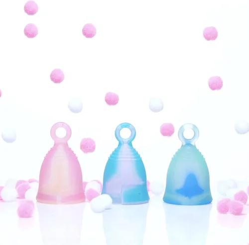 Vista 4 de Mini anillo de copa menstrual – Pequeño, firmeza media Fácil extracción con vástago de bucle Melocotón de silicona reutilizable Hasta 10 años