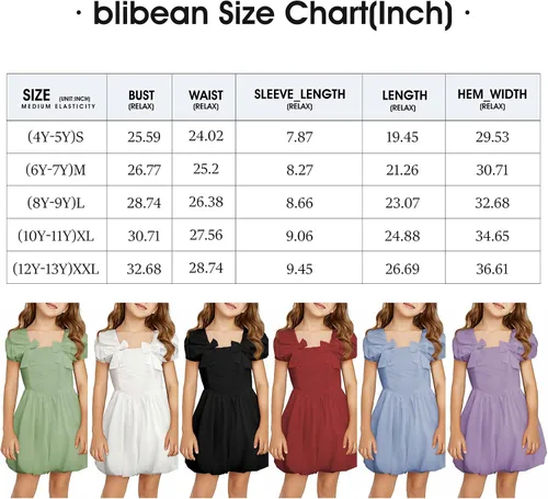 Vista 6 de blibean Vestido de niña preadolescente, trajes de verano para fiesta de 4 a 13 años