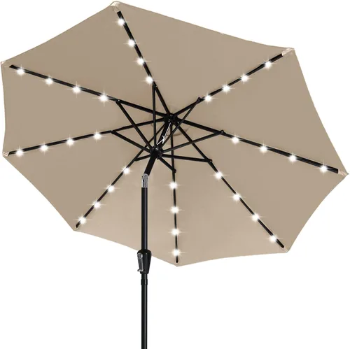 Vista 21 de ABCCANOPY Sombrillas solares duraderas para patio con 24 luces LED de 7.5 pies con 6 varillas resistentes (borgoña)