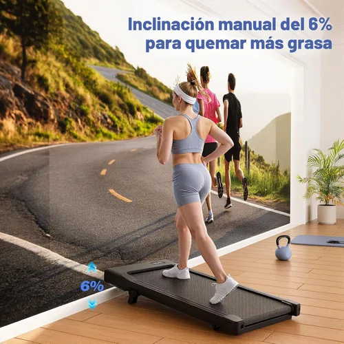 Vista 2 de Walking Pad with 6% Incline, 300LBS Capacity Under Desk Treadmill for Home Office, Quiet Portable Mini Treadmill with App & Remote Control, No