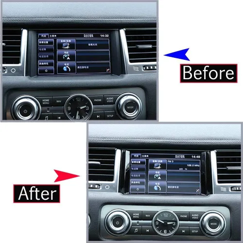 Vista 3 de YIWANG Marco de navegación de control central de coche ABS cromado para Land Rover Range Rover Sport 2012 2013 (negro brillante)