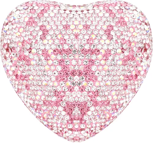 Vista 2 de Caja de joyería de lujo con forma de corazón de diamantes de imitación Bling totalmente para almacenamiento de joyas con luz LED para compromiso boda