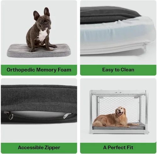 Vista 2 de Diggs Snooz - Cama para perros de espuma viscoelástica, almohadilla para jaula de perro de tamaño ideal, cama ortopédica de alta calidad para jaula