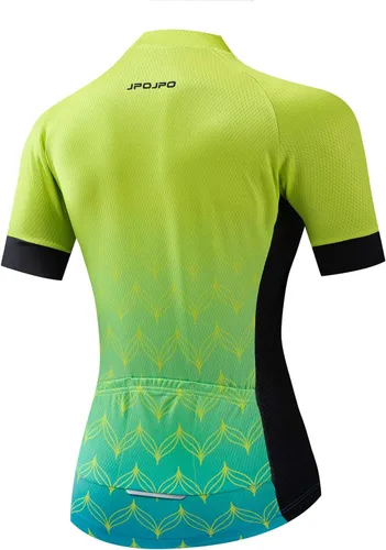 Vista 166 de Camiseta de ciclismo para mujer, manga corta y pantalones cortos de ciclismo acolchados para verano