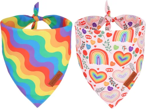 Vista 11 de PTDECOR Bandana de Navidad para perro, diseño de muñeco de nieve de Papá Noel, bufanda reversible para mascotas, diseño de triángulo rosa