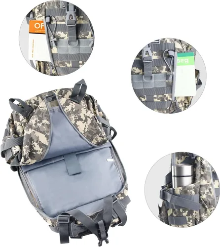 Vista 3 de LIMHOO Mochila táctica para motocicleta, bolsa militar Molle, mochila EDC para senderismo, ciclismo, camping, senderismo, caza, viajes, con correas
