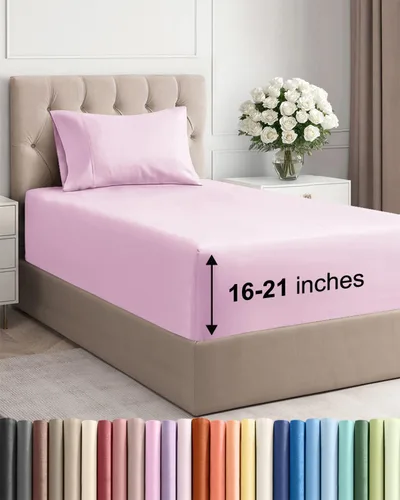 Vista 51 de Juego de sábanas tamaño Queen con bolsillos extra profundos, sábanas transpirables y refrescantes de 4 piezas, ropa de cama de lujo para hotel