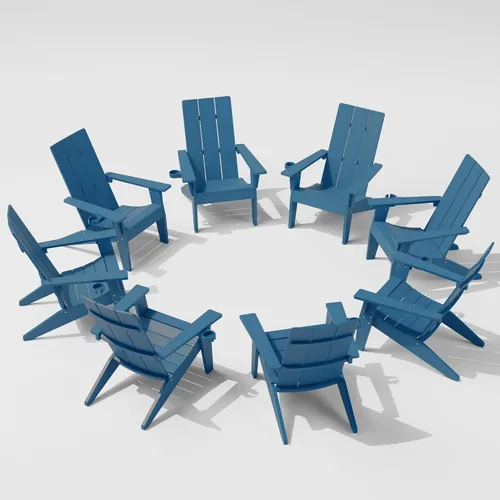 Vista 28 de MXIMU Silla Adirondack moderna resistente a la intemperie con portavasos, sillas de gran tamaño para hogueras Adorondic de plástico al aire libre