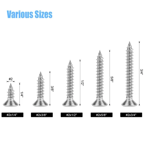 Vista 7 de DYWISHKEY Juego de 246 tornillos para madera – #2 x 1/4" 3/8" 1/2" 5/8" 3/4" tamaños surtidos – Kit surtido de tornillos