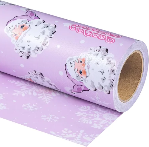 Vista 9 de WRAPAHOLIC - Papel de regalo de Navidad reversible, minirollo, 17 pulgadas x 33 pies, diseño de árbol de Navidad con letras “joy”, perfecto