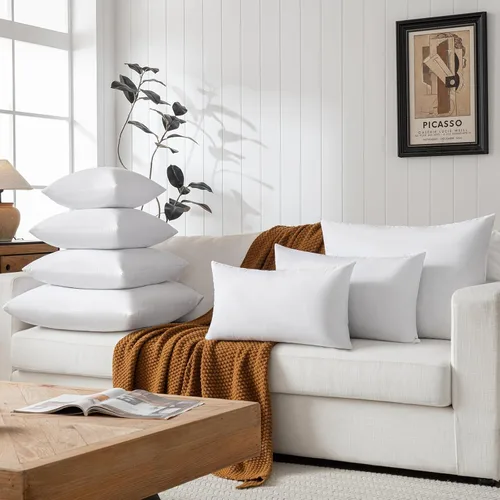 Vista 6 de basic home 28x28 Euro Throw Pillow Insert-Down Almohada de plumas Inserto-Tela de algodón Blanco-1 pieza