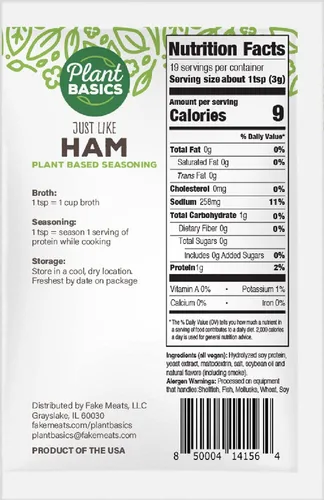 Vista 2 de Plant Basics - Proteína vegetal abundante, trozos sin sabor, 1 libra, condimento a base de plantas, como el jamón, 2 onzas, sin OMG, sin gluten