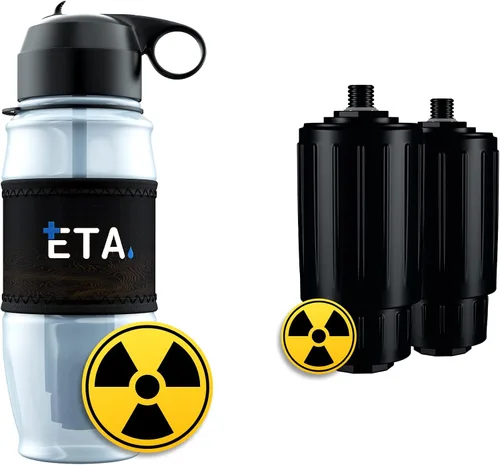 Vista 13 de ETA Botella alcalina con filtro de agua para viajes, camping, senderismo, mochileros, emergencias, supervivencia. Elimina hasta el 99.99%