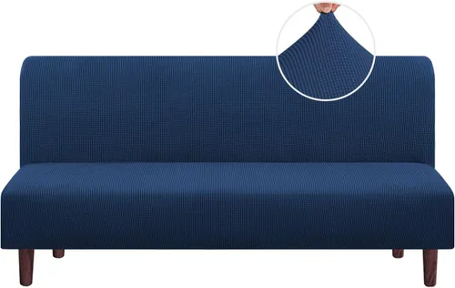 Vista 24 de PrinceDeco Funda elástica sin brazos para futón, funda deslizante para futón, funda para sofá de tamaño completo y cama de sofá de tamaño queen
