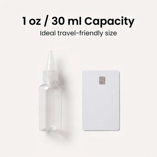 Vista 2 de MOUYAT 150 botellas de plástico de 1 oz y 1 fl oz con tapa superior
