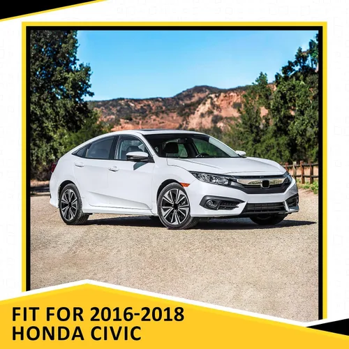 Vista 4 de Parrilla de parachoques delantero con cromo + 2 bordes cromados para párpados para Honda Civic Sedan 2016 2017 2018