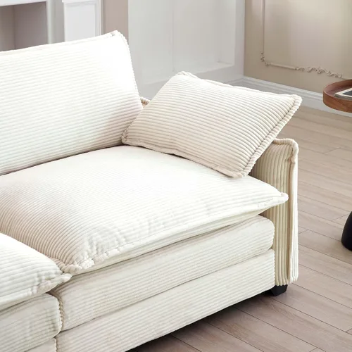 Vista 8 de Sofá de nube de gran tamaño con 2 otomanas, asiento profundo de 25.52 pulgadas, cómodo sofá biplaza de pana moderno, modular, juego de sofás