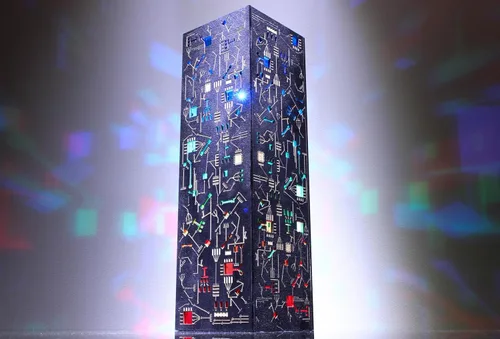 Vista 2 de Lámpara de noche estilo cibernético - Lámpara LED de mesa estilo punk de ciencia ficción hecha a mano - Decoración