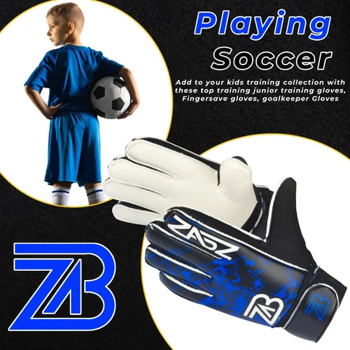 Vista 5 de ZABZ Guantes de portero para jóvenes, guantes de fútbol para niños, guantes de fútbol para niños, con agarre extra, protección de palma y muñeca