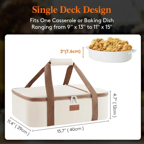 Vista 2 de Lifewit - Porta ollas aislada para alimentos calientes o fríos, olla con tapa y estuche de transporte, soporte para lasaña para fiestas de comida