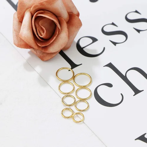 Vista 7 de Jstyle 8Pcs 16G Surgical Steel Hinged Clicker Segment Nose Rings Hoop Helix Cartilage Daith Tragus Sleeper Earrings Body Piercing 6-12MM Improved