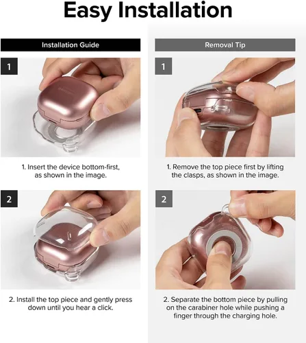 Vista 9 de Ringke Slim-X - Funda para Samsung Galaxy Buds 2 Pro & Pro & FE & 2 & Live [sensación sin funda] Funda ligera delgada con mosquetón para mujeres