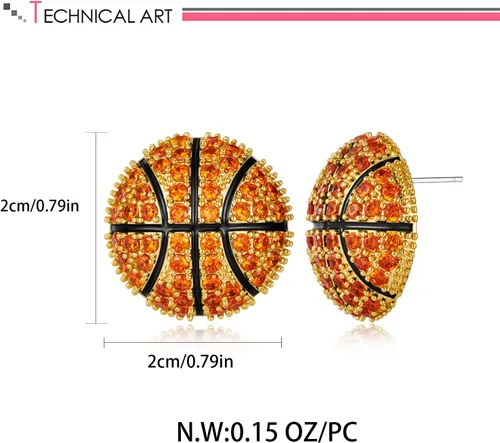 Vista 6 de LILIE&WHITE Aretes de pelota de baloncesto, fútbol, béisbol, sóftbol, voleibol, tenis, rugby, aretes deportivos para mujeres, fanáticos del