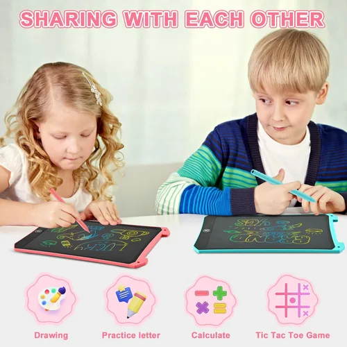 Vista 4 de Tableta de escritura LCD, paquete de 2 juguetes para niños pequeños, almohadilla de dibujo de 10 pulgadas, artículos esenciales de viaje para niños