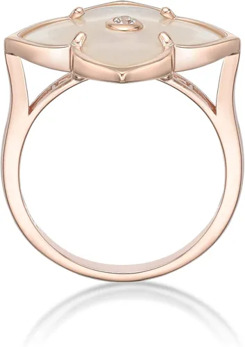 Vista 6 de Lavari Jewelers Anillo de flor de ónix negro o nácar y circonita cúbica para mujer, en plata de ley 925 con chapado en oro, aniversario, tallas 6 a 8
