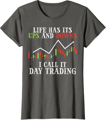 Vista 54 de Life Ups And Downs Day Trading Crypto Stock Market Trader T-Shirt, Negro