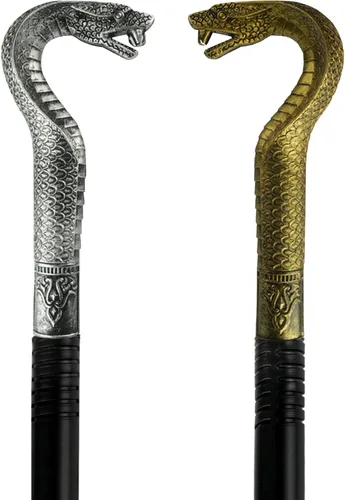 Vista 9 de Lucleag Gold Silver Walking Canes, Halloween Cosplay Dress Up Costume Props Oro y plata vintage
