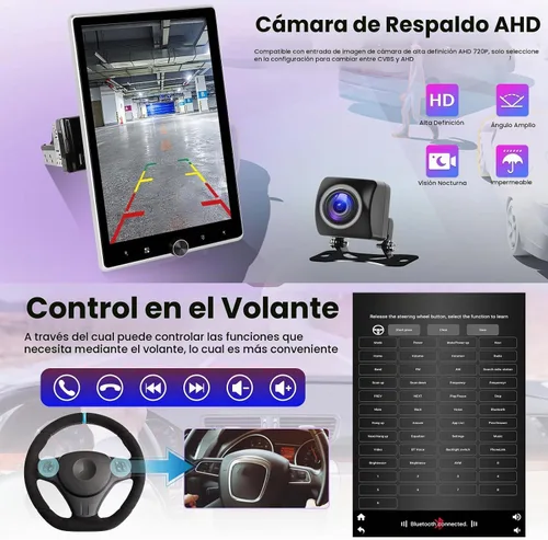 Vista 6 de 2+64G Android Single DIN 10.4 pulgadas Rotación vertical Pantalla táctil Radio de coche con Bluetooth, CarPlay inalámbrico y Android Auto, WiFi
