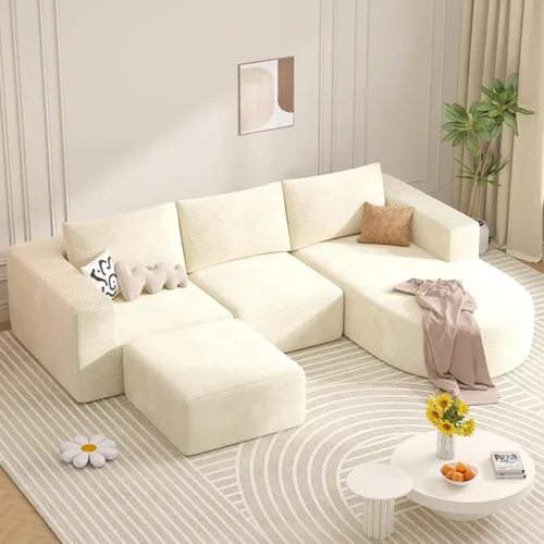 Vista 9 de Sofá cama modular, sofás de nube convertibles para sala de estar, 2 tumbonas de pana sin hueso, sofá cama de gran tamaño para dormitorio,