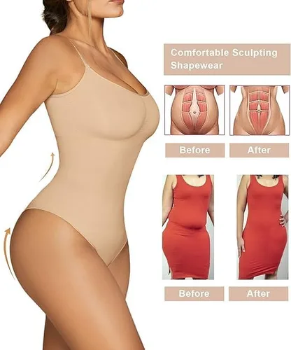 Vista 6 de SHAPERX - Body tipo faja moldeadora para mujer, con control de abdomen, sin costuras, para moldear la cintura, compresión del cuerpo