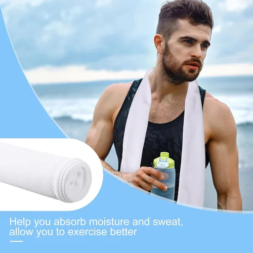 Vista 4 de BBTO 6 toallas refrescantes por sublimación a granel para deportes de 40 x 12 pulgadas, toalla blanca de sudor de golf, toalla de gimnasio