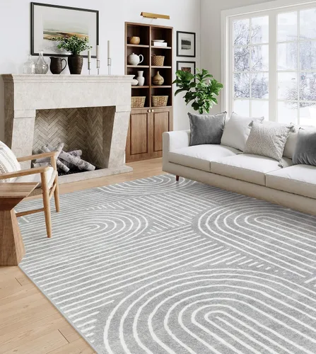 Vista 20 de Lahome Alfombras lavables abstractas, alfombra azul de 4 x 6 pies para dormitorio, guardería, suave, antideslizante, moderna, alfombra ultradelgada
