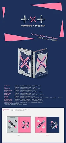 Vista 3 de TXT - The Chaos Chapter [Fight ver.] (2do álbum) Álbum+Pegatinas decorativas de Culturekorean, tarjetas fotográficas